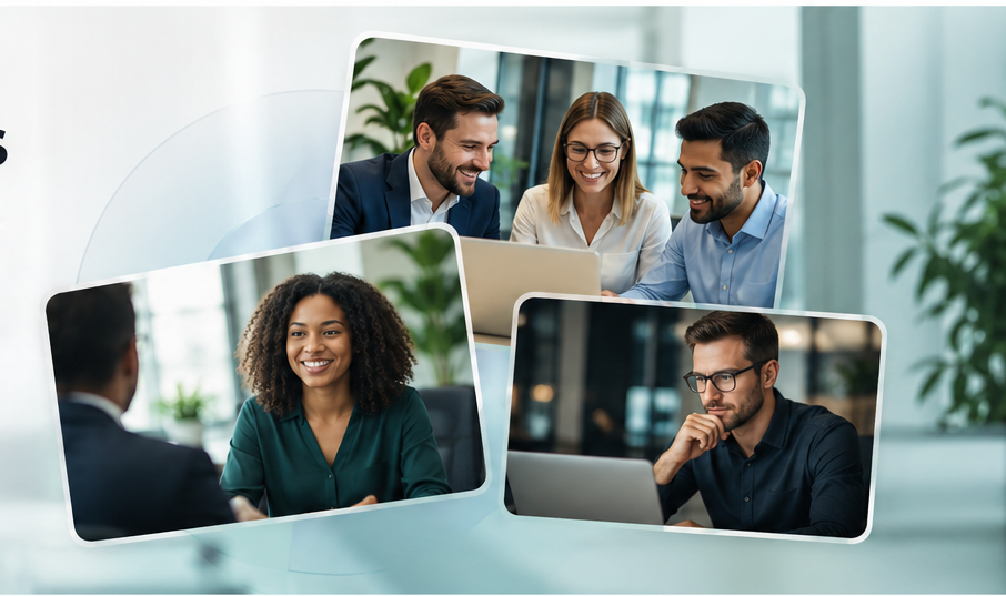Professionals collaborating and building business connections